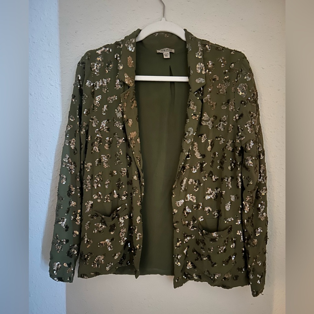 Lucky Brand Olive Sequin Blazer
